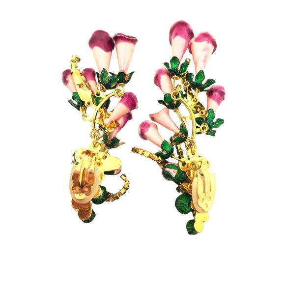 Lunch at the Ritz Couture Earrings Foxy Flowers Whimsical Jewelry - Picture 5 of 6